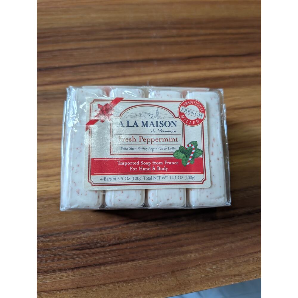 A La Maison De Provence Fresh Peppermint Imported Soap From France 4-pack